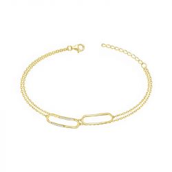 Bracelet femme double épingles edora plaque or et oxydes
 - bracelets-femme - edora - 0