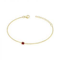 Bracelet femme solitaire edora plaque or et spinelle rouge  - bracelets-femme - edora - 0