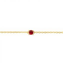 Bracelet femme solitaire edora plaque or et spinelle rouge  - bracelets-femme - edora - 1