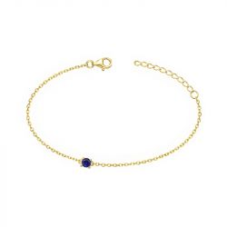 Bracelet femme solitaire edora plaque or et spinelle bleue  - bracelets-femme - edora - 0