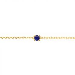 Bracelet femme solitaire edora plaque or et spinelle bleue  - bracelets-femme - edora - 1