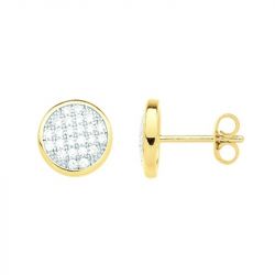 Boucles d'oreilles femme puces plaque or et oxydes
 - boucles-d-oreilles-femme - edora - 0