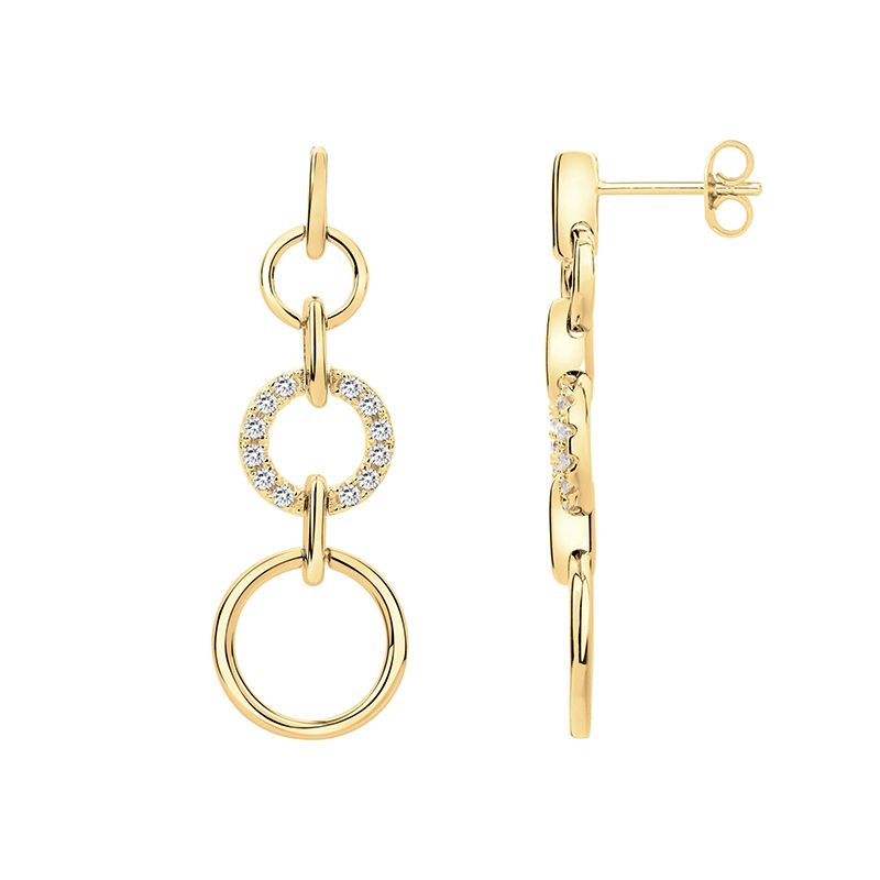 Boucles d'oreilles femme pendantes plaque or et oxydes
 - boucles-d-oreilles-femme - edora