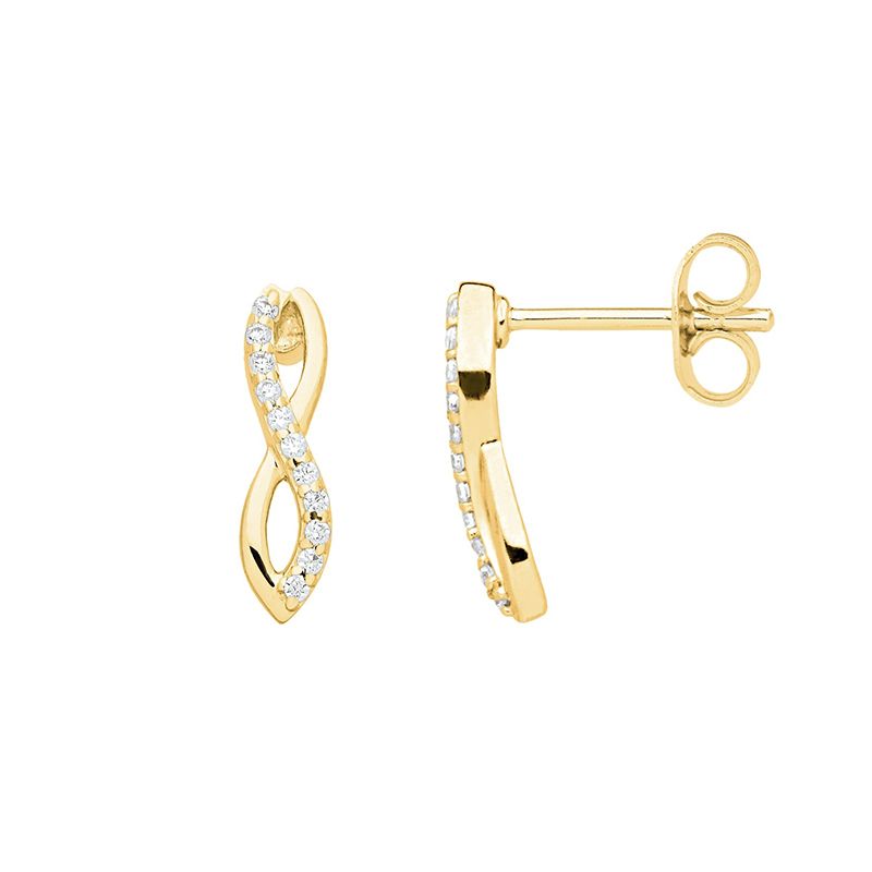 Boucles d'oreilles femme puces signe infini plaque or et oxydes
 - boucles-d-oreilles-femme - edora