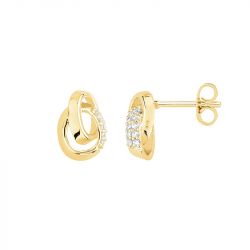 Boucles d'oreilles femme puces plaque or et oxydes - boucles-d-oreilles-femme - edora - 0