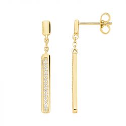 Boucles d'oreilles femme pendantes plaque or et oxydes - boucles-d-oreilles-femme - edora - 0