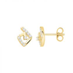 Boucles d'oreilles femme puces plaque or et oxydes - boucles-d-oreilles-femme - edora - 0