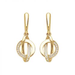 Boucles d'oreilles femme pendantes plaque or et oxydes - boucles-d-oreilles-femme - edora - 0