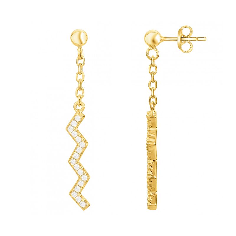 Boucles d'oreilles femme pendantes edora plaque or et oxydes - boucles-d-oreilles-femme - edora