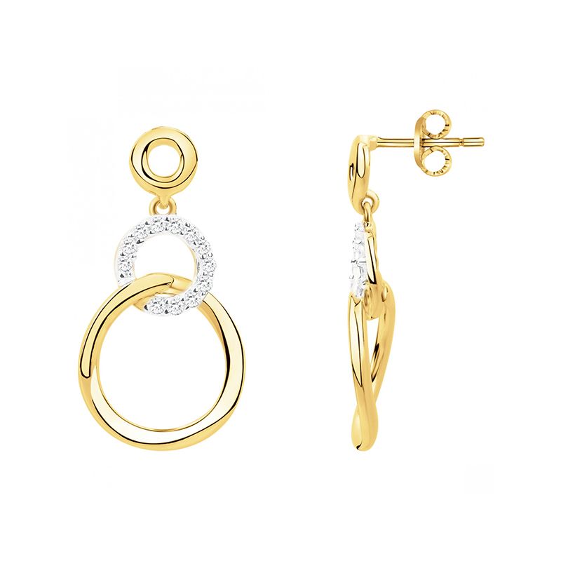 Boucles d'oreilles femme pendantes cercles edora plaque or et oxydes
 - boucles-d-oreilles-femme - edora