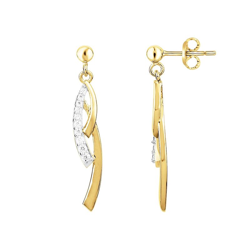 Boucles d'oreilles femme pendantes edora plaque or et oxydes - boucles-d-oreilles-femme - edora