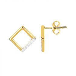Boucles d'oreilles femme puces carrées edora plaque or et oxydes - boucles-d-oreilles-femme - edora - 0