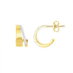 Boucles d'oreilles femme créoles plaque or et oxydes - boucles-d-oreilles-femme - edora - 0