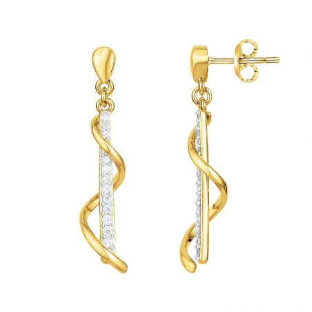 Boucles d’oreilles pendantes argent, or, perles & or blanc femme (2) - boucles-d-oreilles-femme - edora - 1