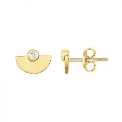 Boucles d'oreilles femme puces demi-cercles edora plaque or et oxydes
 - boucles-d-oreilles-femme - edora - 0