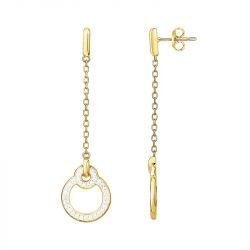 Boucles d'oreilles femme pendantes cercles edora plaque or et oxydes - boucles-d-oreilles-femme - edora - 0