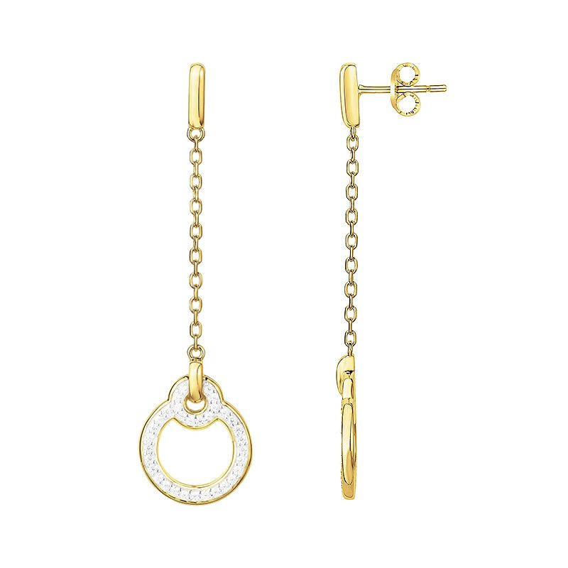 Boucles d'oreilles femme pendantes cercles edora plaque or et oxydes - boucles-d-oreilles-femme - edora