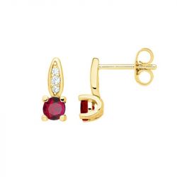 Boucles d'oreilles femme puces edora plaque or et spinelles rouges
 - boucles-d-oreilles-femme - edora - 0