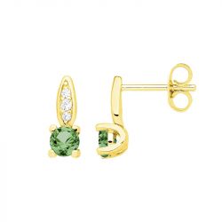 Boucles d'oreilles femme puces edora plaque or et spinelles vertes - boucles-d-oreilles-femme - edora - 0