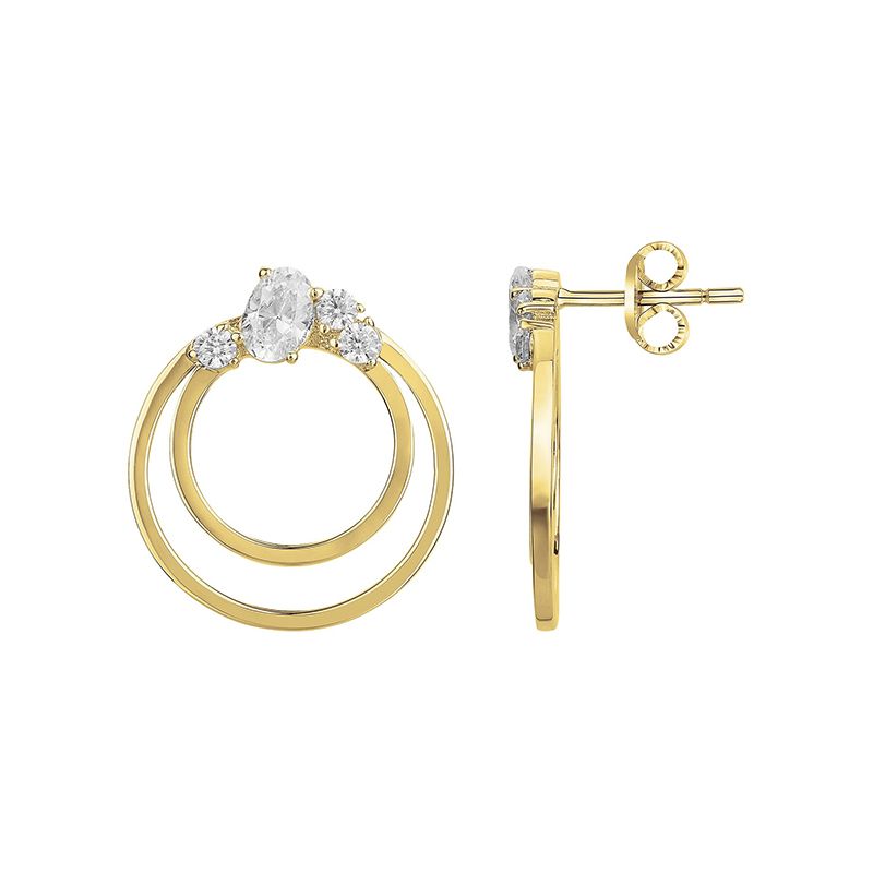 Boucles d'oreilles femme pendantes edora plaque or et oxydes - boucles-d-oreilles-femme - edora