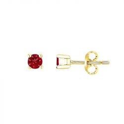 Boucles d'oreilles femme puces edora plaque or et spinelles rouge - boucles-d-oreilles-femme - edora - 0