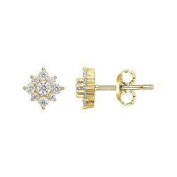 Boucles d'oreilles femme puces fleur edora plaque or et oxydes
 - boucles-d-oreilles-femme - edora - 0