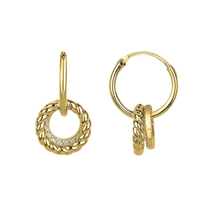 Boucles d'oreilles femme pendantes cordes edora plaque or et oxydes - boucles-d-oreilles-femme - edora