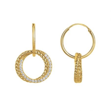 Boucles d’oreilles pendantes argent, or, perles & or blanc femme (2) - boucles-d-oreilles-femme - edora - 1