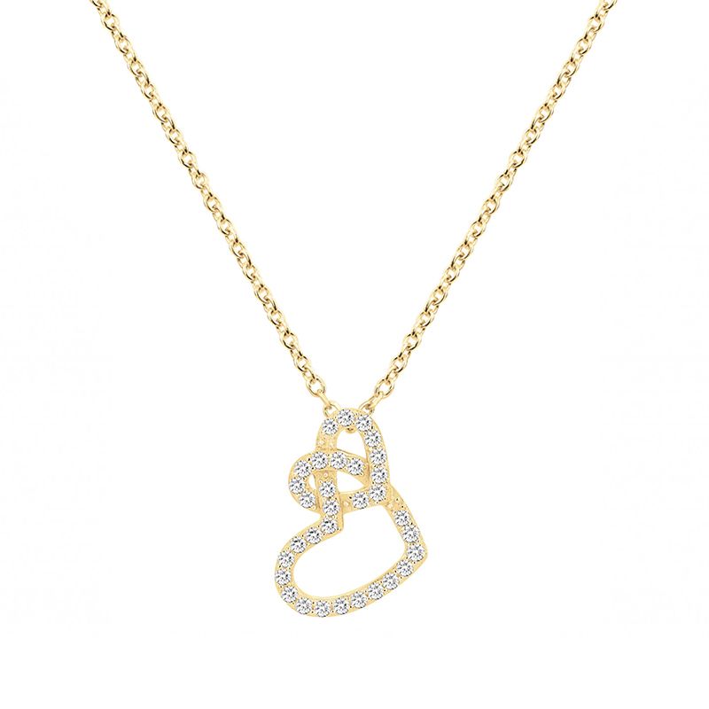 Collier femme coeurs entrelacés edora plaque or et oxydes - colliers-femme - edora