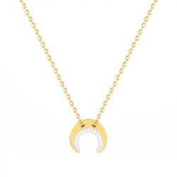 Collier femme croissant empierré edora plaque or et oxydes - colliers-femme - edora - 0