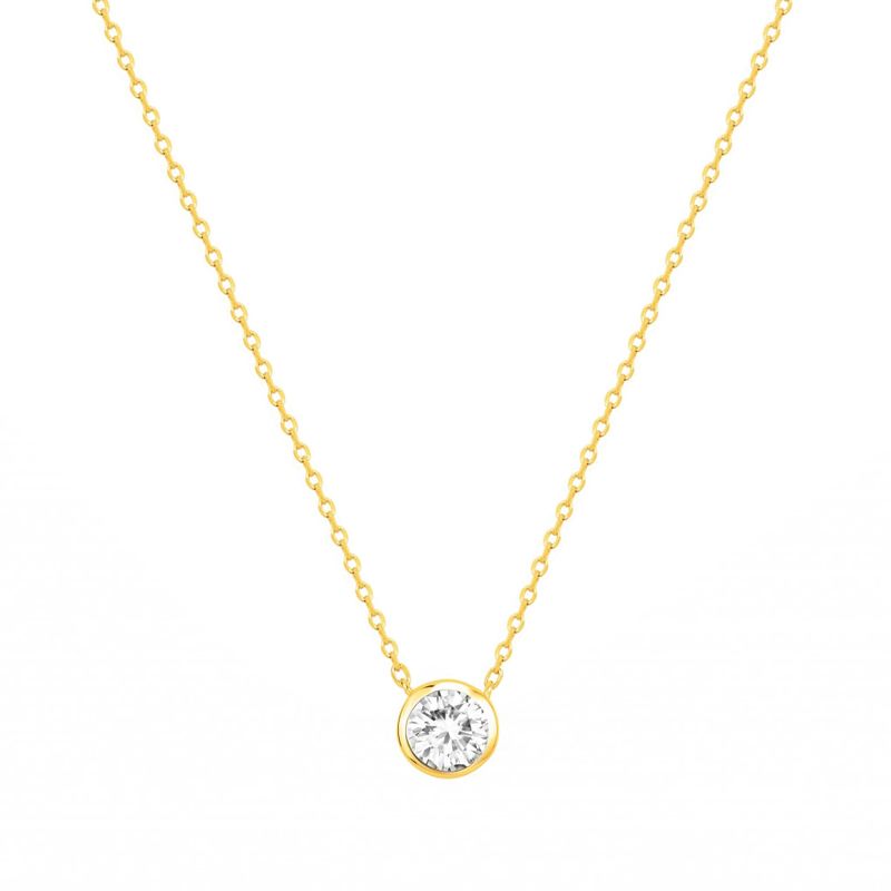 Collier femme solitaire edora plaque or et oxyde - colliers-femme - edora