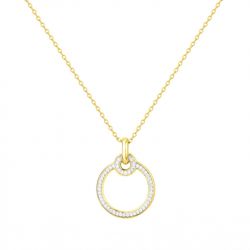 Collier femme double cercles edora plaque or et oxydes - colliers-femme - edora - 0