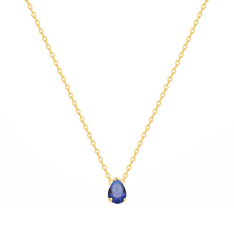 Collier femme solitaire edora plaque or et spinelle bleue - colliers-femme - edora