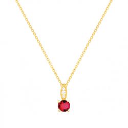 Collier femme solitaire edora plaque or et spinelle rouge - colliers-femme - edora - 0