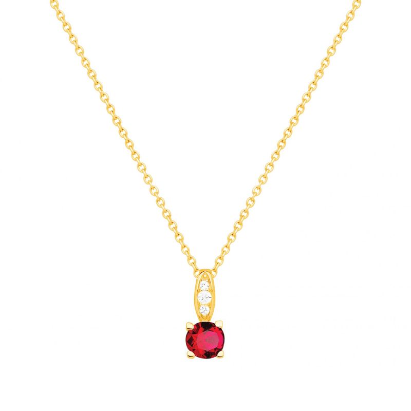 Collier femme solitaire edora plaque or et spinelle rouge - colliers-femme - edora