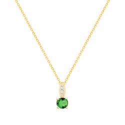 Collier femme solitaire edora plaque or et spinelle verte - colliers-femme - edora - 0