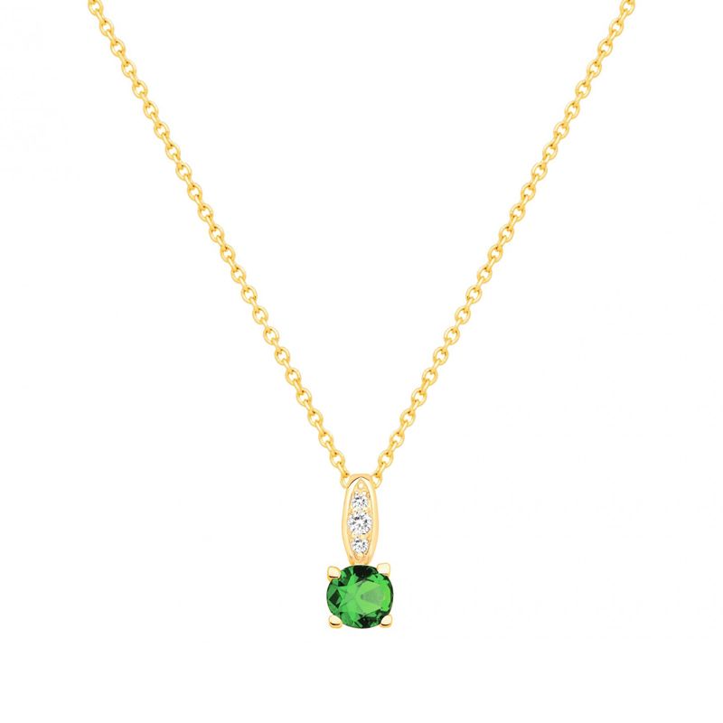 Collier femme solitaire edora plaque or et spinelle verte - colliers-femme - edora
