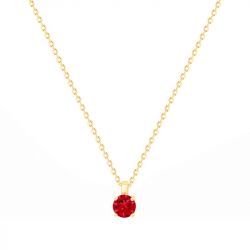 Collier femme solitaire edora plaque or et spinelle rouge  - colliers-femme - edora - 0