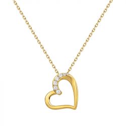 Collier femme coeur edora plaque or et oxydes - colliers-femme - edora - 0