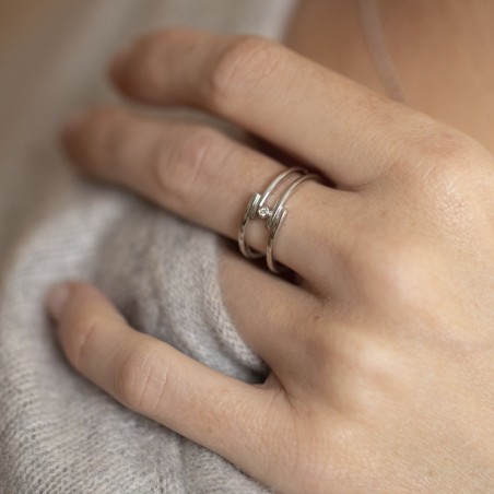 Bague femme evidence la garçonne argent 925/1000 et diamant  – bagues femme