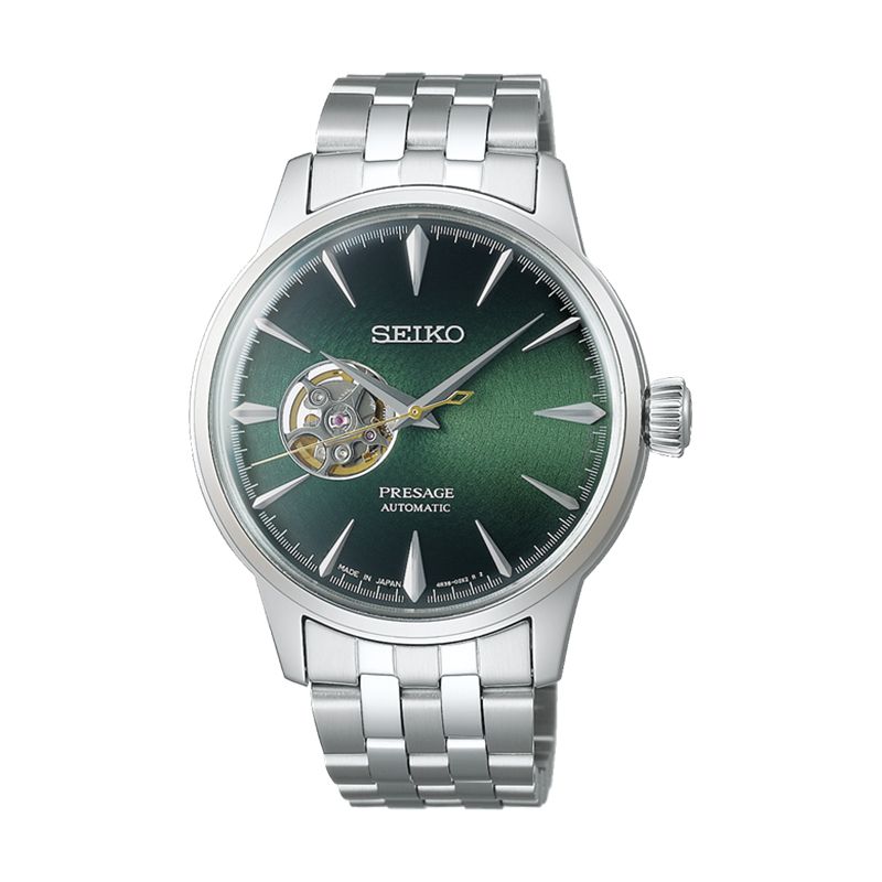 Montre automatique homme seiko presage vert acier argenté - automatiques - edora