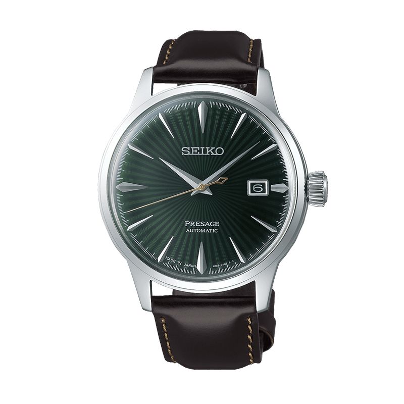 Montre homme automatique seiko presage cuir brun - analogiques - edora