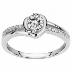 Bague femme solitaire accompagné edora argent 925/1000 et oxydes - bagues-femmes - edora - 0