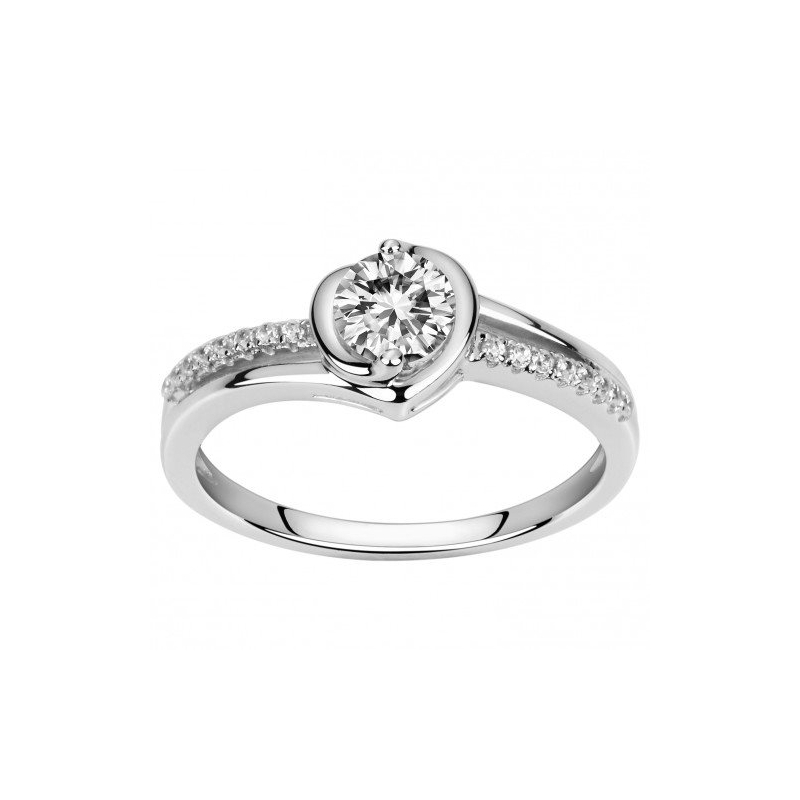 Bague femme solitaire accompagné edora argent 925/1000 et oxydes - bagues-femmes - edora