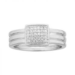 Bague femme triple anneaux edora argent 925/1000 et oxydes
 - bagues-femmes - edora - 0