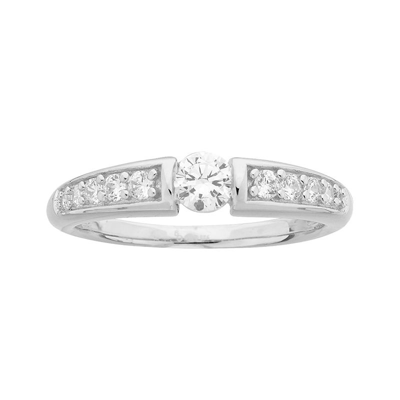 Bague femme solitaire accompagné edora argent 925/1000 et oxydes
 - bagues-femmes - edora
