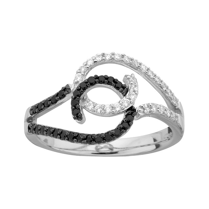 Bague femme vagues entrelacées edora argent 925/1000 et oxydes
 - bagues-femmes - edora