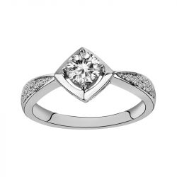 Bague femme solitaire losange edora argent 925/1000 et oxydes - bagues-femmes - edora - 0