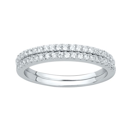 Bague femme alliance double anneaux edora argent 925/1000 et oxydes edo70100073 – bagues de mariage