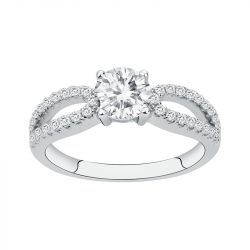 Bague femme solitaire accompagné edora argent 925/1000 et oxydes - bagues-femmes - edora - 0